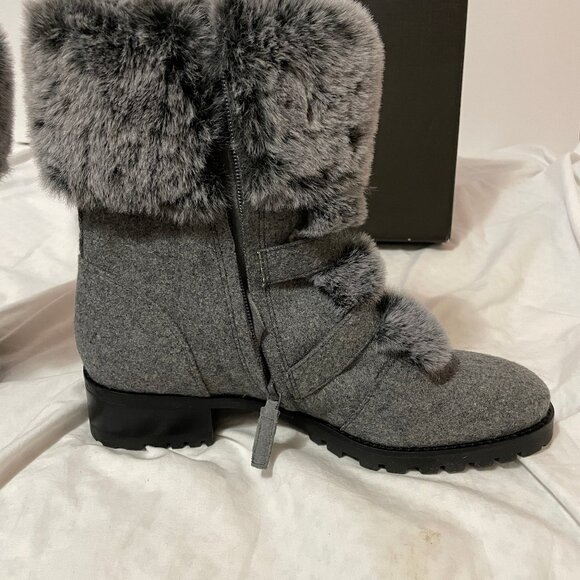 NIB Talbott's Grey Tish Cuff Faux Fur Ankle Boots Women's Sz 10 M MSRP $259.00 - Picture 7 of 16